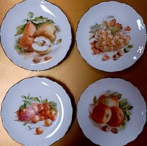 Set of Four Vintage Fruit Plates Bavaria